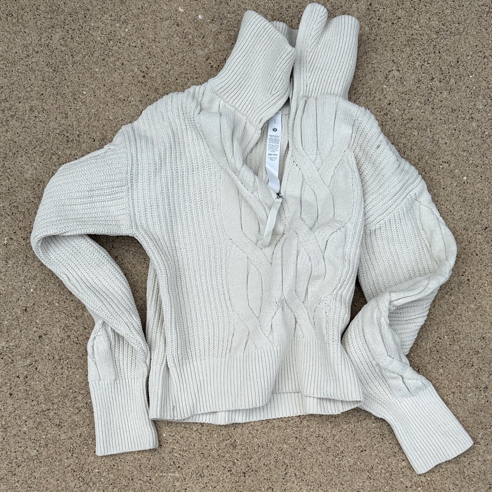 Cable-Knit Oversized Half Zip